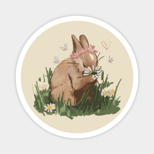 Rabbit and flowers Magnet